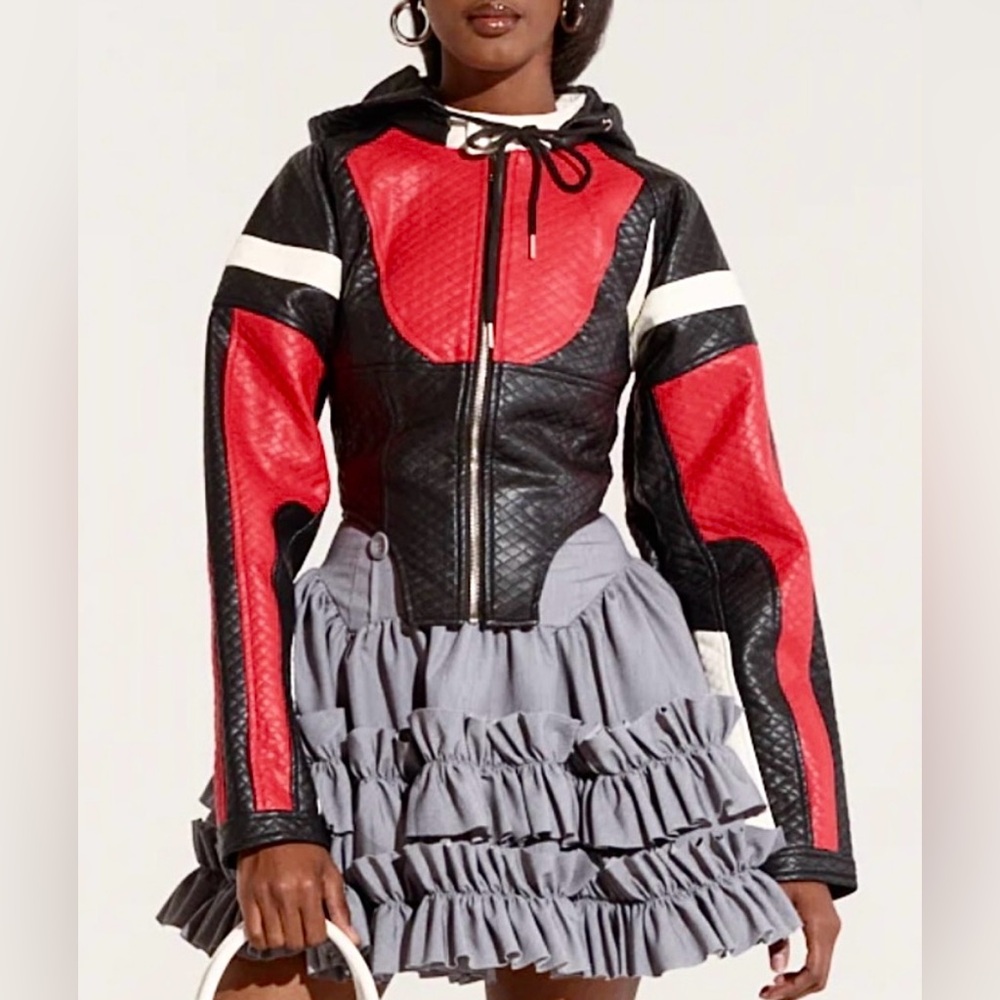 AKIRA QUILTED CORSET MOTO JACKET NWT